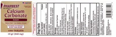Calcium Carbonate 648mg Product Label
